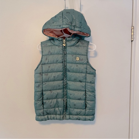Toddler Girl Green and Pink Puffer Vest Size 4T - Picture 1 of 4